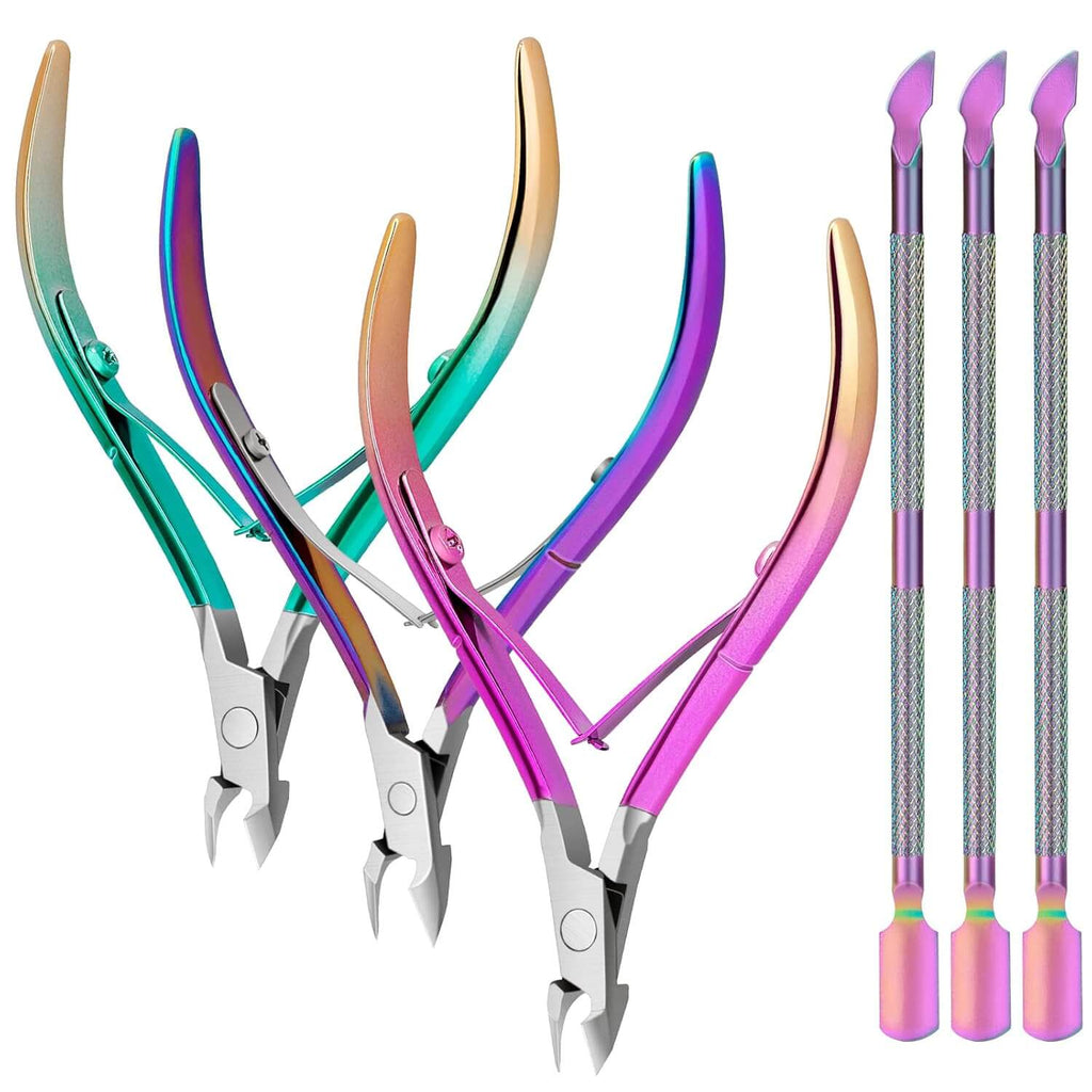 PrecisionTrim – Cuticula Trimmer set featuring colorful ergonomic handles for precise nail care.