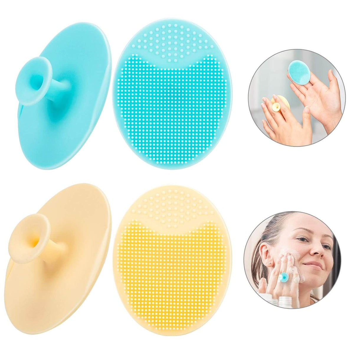 DermaScrub – Siliconen Gezichtsreiniger in blauw en geel, zachte gezichtsreinigers voor dagelijkse verzorging.