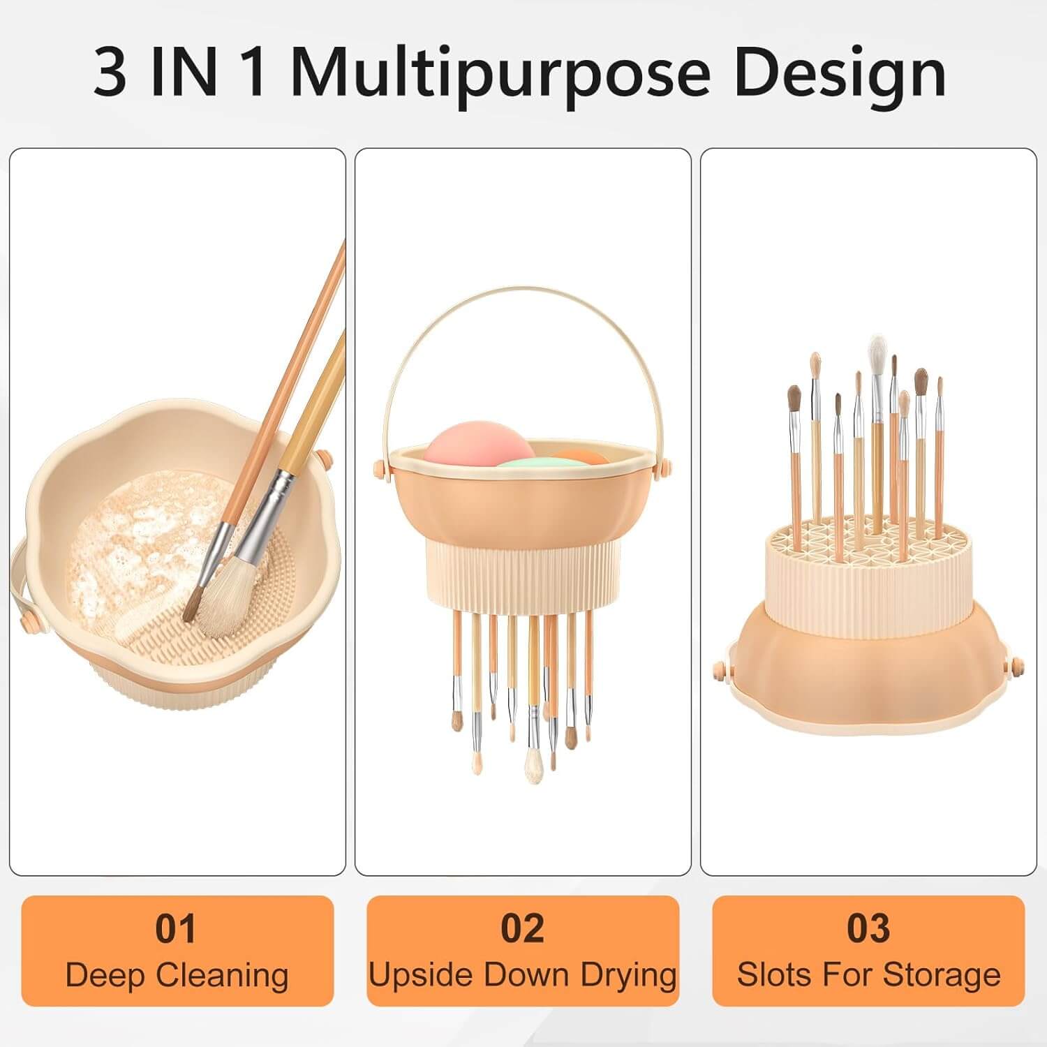 CleanOrganize – Siliconen Make-upborstelreiniger & Organizer met 3 in 1 multifunctioneel ontwerp