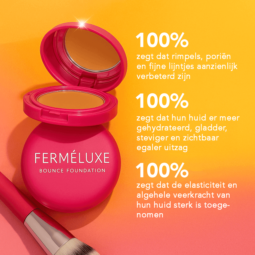 FerméLuxe Peptide Bounce Foundation met Kwast met resultaten over huidverbetering en hydratatie