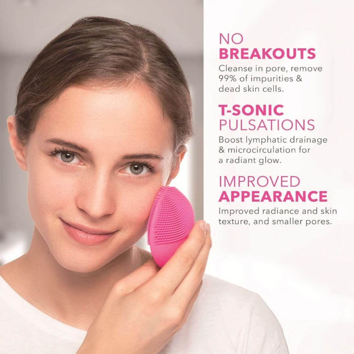 Jovyx – Silicone Gezichtsreinigingsborstel in gebruik, toont zachte reiniging voor een stralende huid.